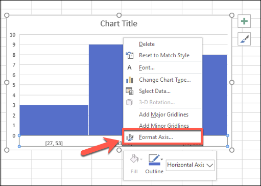 Cliquez avec le bouton droit de la souris sur l'axe de votre graphique et cliquez sur Format Axis pour modifier vos groupes de données