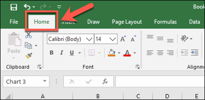 Le "Accueil" sur la barre de navigation Excel, avec différentes options de formatage du texte