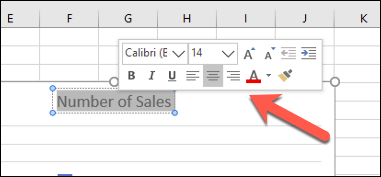 Le menu de formatage de la zone de texte dans Excel