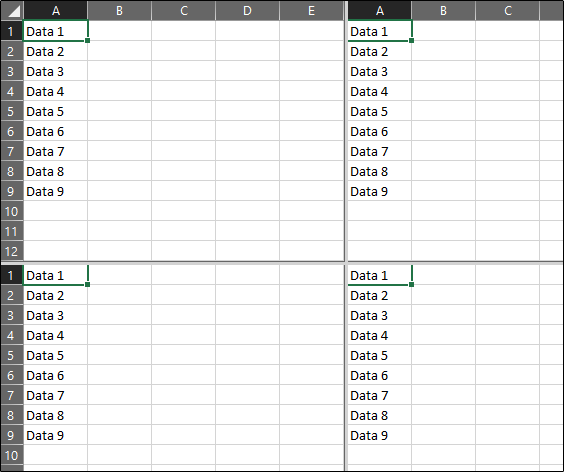 four identical Excel screens