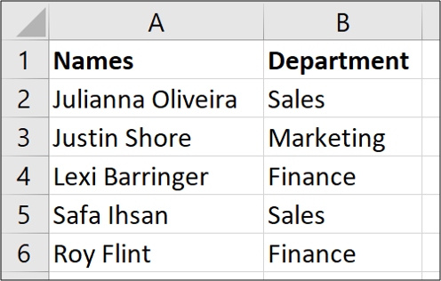 List of names to be separated by text columns