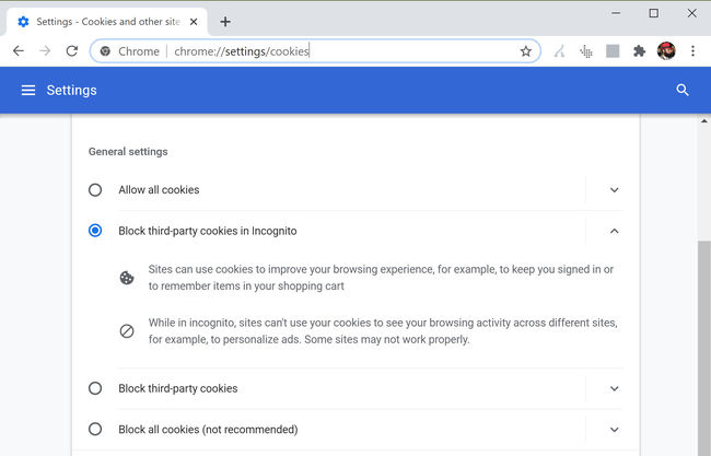 Téléchargez Google Chrome 83 : Nouveaux paramètres de confidentialité et de sécurité, groupes d'onglets, améliorations des cookies 5 Paramètres des cookies dans Chrome
