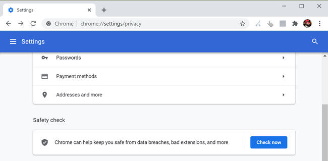 Téléchargez Google Chrome 83 : Nouveaux paramètres de confidentialité et de sécurité, groupes d'onglets, améliorations des cookies 8 Contrôle de sécurité Chrome