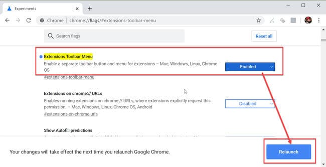Téléchargez Google Chrome 83 : Nouveaux paramètres de confidentialité et de sécurité, groupes d'onglets, améliorations des cookies 10 Menu de la barre d'outils des extensions