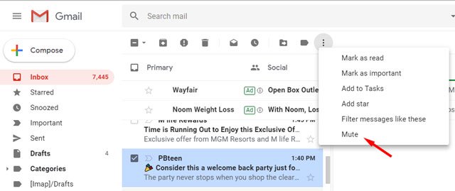 Gmail Message muet