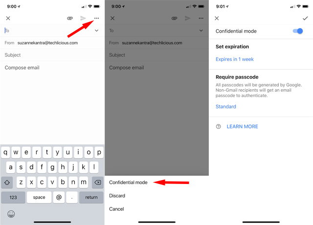 Gmail sur mobile : Mode confidentiel