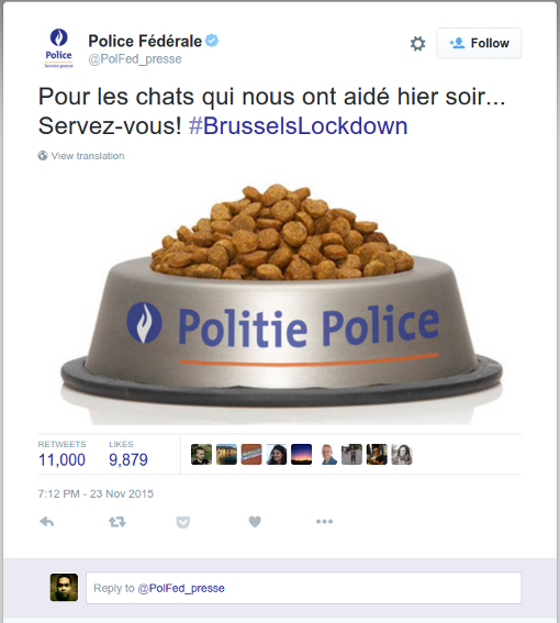 Tweet de la police belge