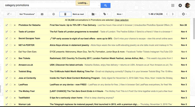 Supprimer tous les e-mails dans certains onglets de Gmail en une seule fois