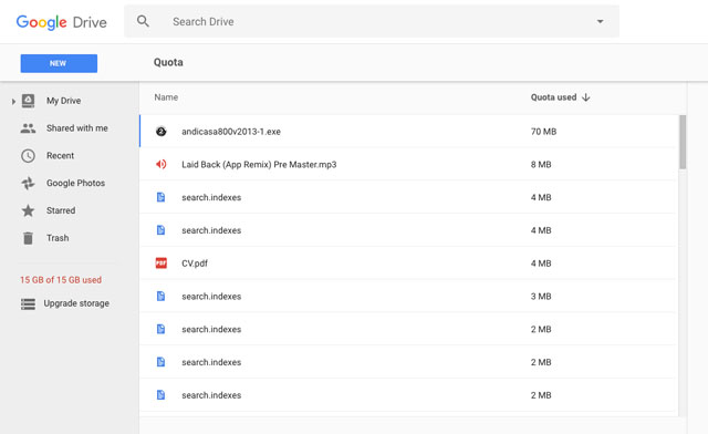 Libérer de l'espace de stockage dans Google Drive
