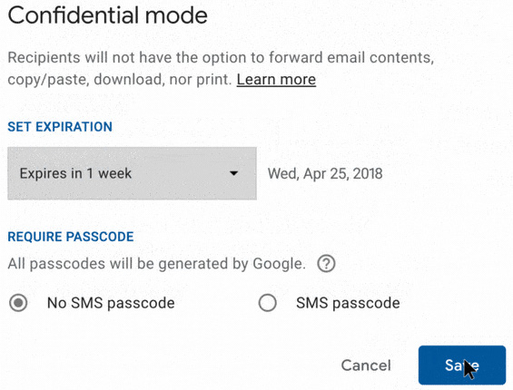 Mode confidentiel de Gmail