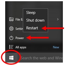Option de redémarrage de Windows 10