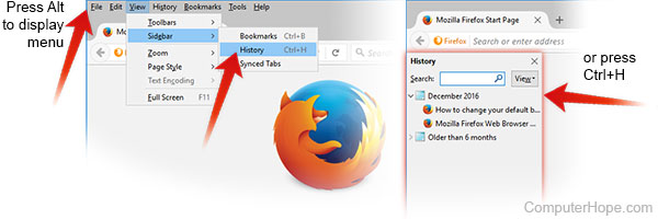 Visualisation de l'historique de navigation dans la barre latérale de Firefox