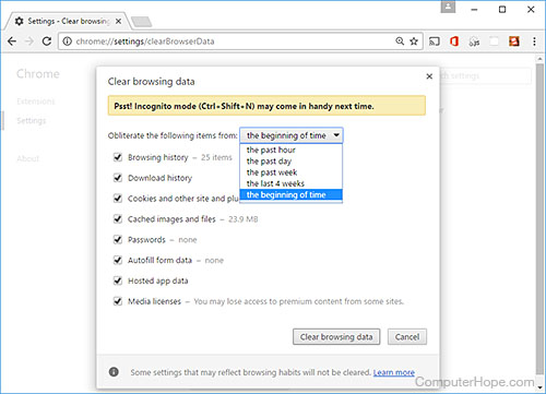 Accéder au menu Clear Browsing Data dans Chrome
