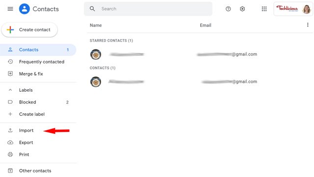 Importation de contacts vers Gmail
