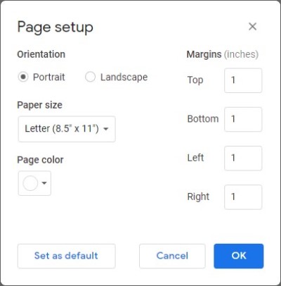 Mise en page de Google Docs