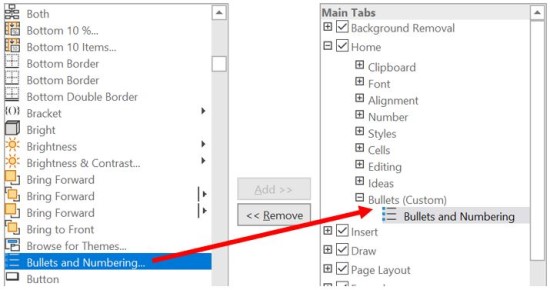 Ajouter une option à un nouveau groupe dans le ruban Excel