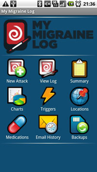 Mon application Migraine Log Pro pour Android