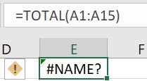 Nom de la formule invalide dans Excel