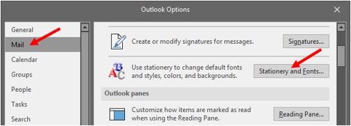 Options de messagerie de Microsoft Outlook