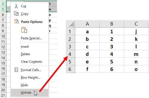 Masquer une ligne cachée dans Excel
