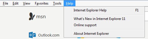 Menu Fichier d'Internet Explorer