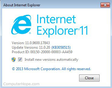 À propos de la fenêtre d'Internet Explorer