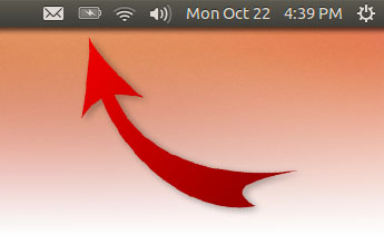 Emplacement de l'icône de la batterie dans l'interface graphique d'Ubuntu