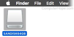 Sélectionnez l'icône de la clé USB sur le bureau de votre MacOS, et appuyez sur Commande+E.