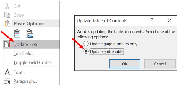 Mettre à jour une table des matières dans Microsoft Word