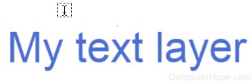 Sélectionnez l'outil texte en appuyant sur T. Le curseur texte est entouré d'une boîte en pointillés, pour indiquer qu'en cliquant vous allez créer une nouvelle couche de texte.