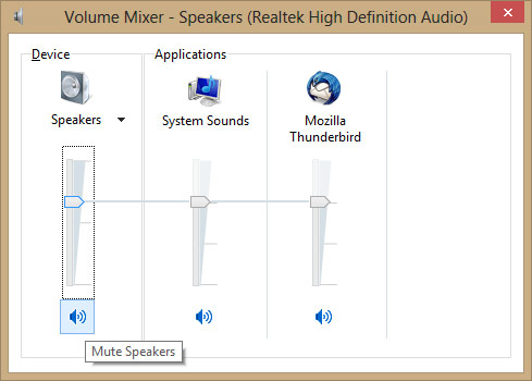 Mise en sourdine du haut-parleur dans Windows