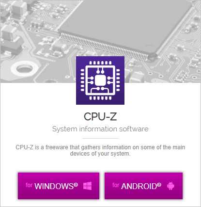 Page de téléchargement pour CPU-Z.
