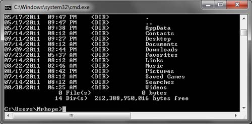 Liste des fichiers dans la ligne de commande Windows