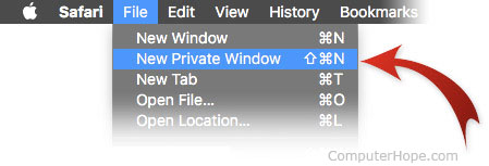 Ouverture d'une fenêtre de navigation privée dans Safari
