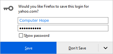 Sauvegarde d'un mot de passe dans Firefox