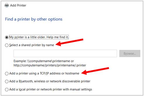 Ajouter une imprimante dans Windows 10 par le nom ou l'adresse IP
