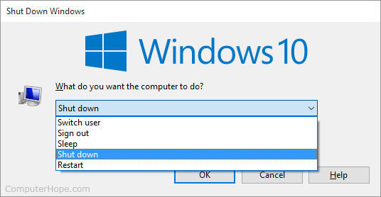 Arrêt de Windows 10