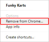 Menu pour supprimer une application dans Google Chrome.
