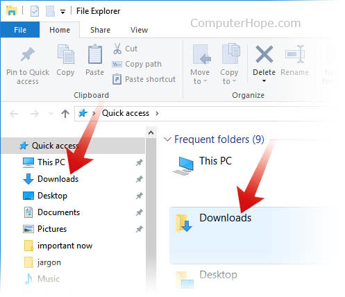 Trouver le dossier Downloads dans une fenêtre de l'explorateur de fichiers de Windows 10