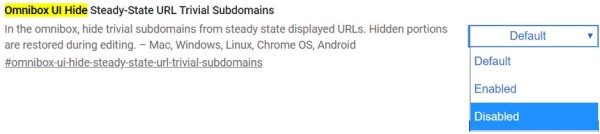 Cacher l'option de réglage des sous-domaines dans le navigateur Chrome