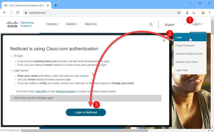 Connectez-vous à NetAcad en utilisant Cisco OneID