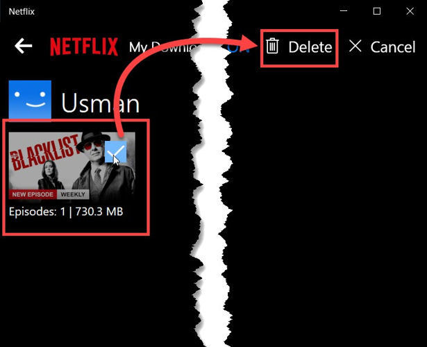 Supprimer les vidéos téléchargées dans Netflix