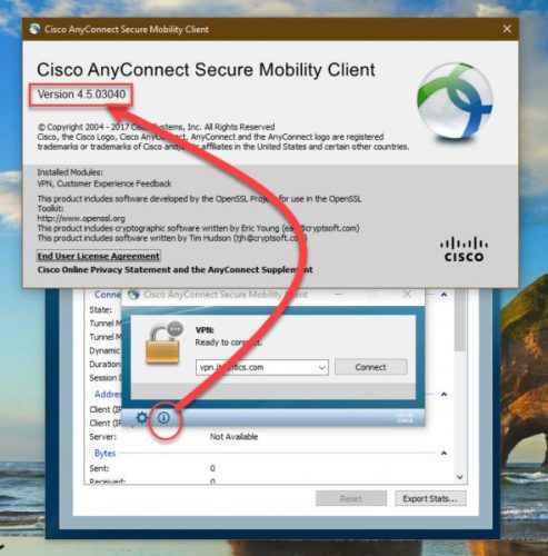 Vérification de la version du client de mobilité sécurisée Cisco AnyConnect