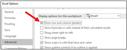 Masquer les en-têtes de colonnes et de lignes dans Microsoft Excel
