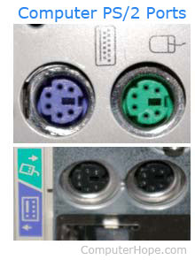 Ports PS/2 vert et violet pour le clavier et la souris.