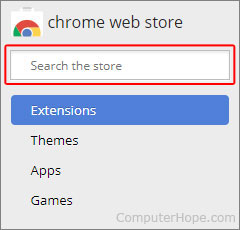 Rechercher dans la boutique en ligne de Chrome