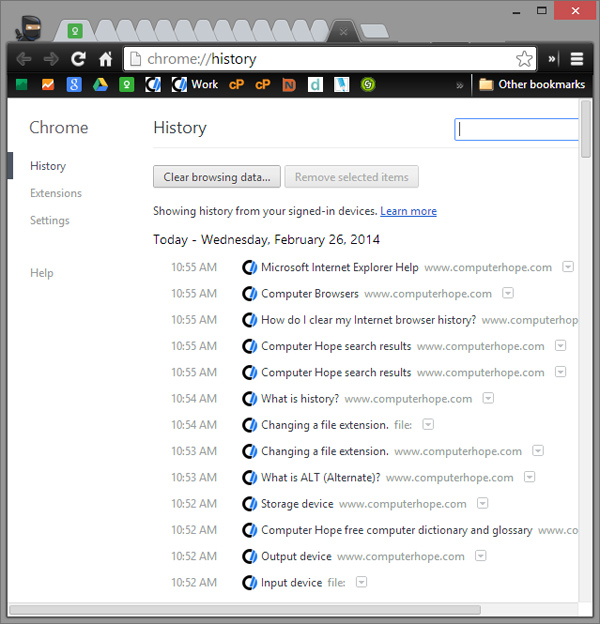 Historique du navigateur Google Chrome