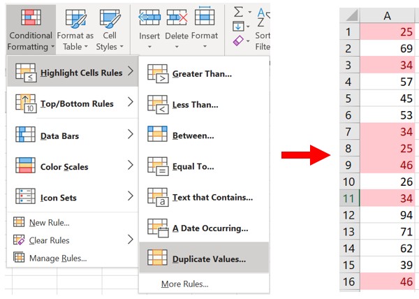 Trouver et mettre en évidence les valeurs en double dans Microsoft Excel