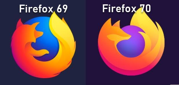 Icônes Firefox 69 vs Firefox 70