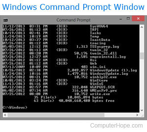 Fenêtre d'invite de commande DOS Windows
